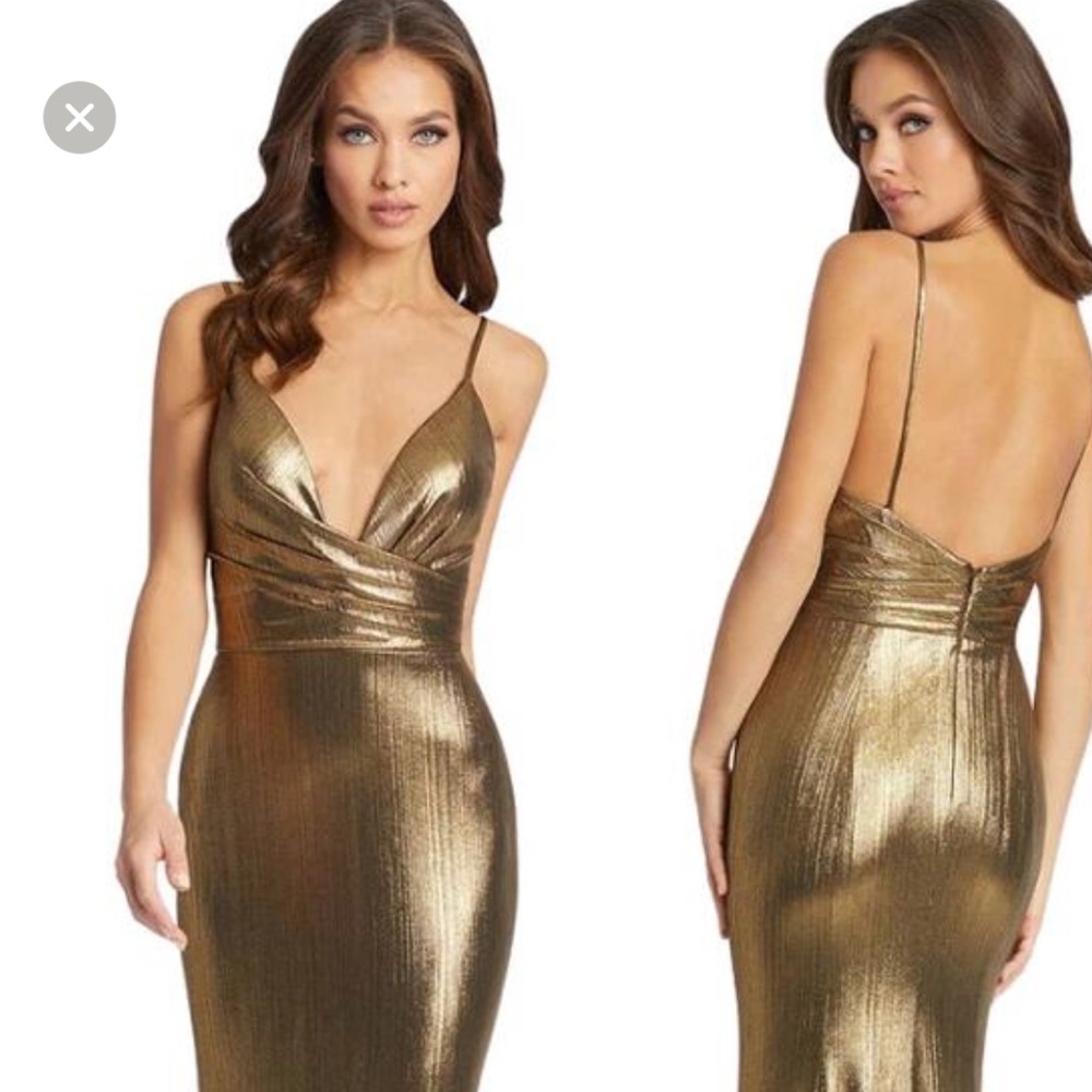 Leena for macdouggal sz 6 metallic bronze/ gold dress/gown, tags attached.